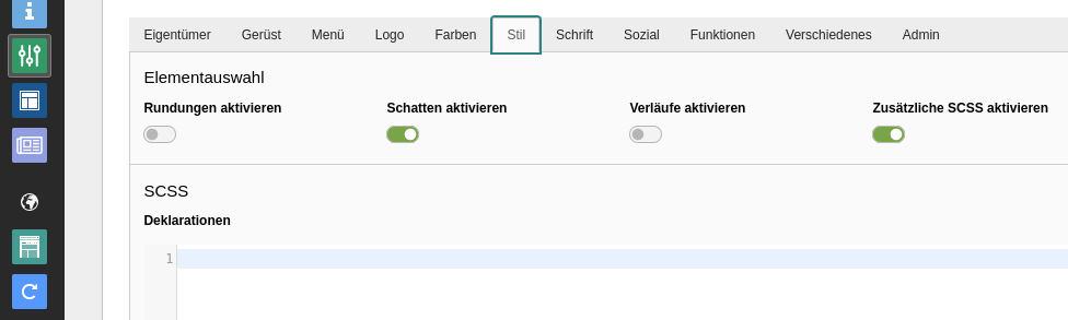 Easyconf-Formular für CSS-Anpassungen, welche für mehere Seiten gelten